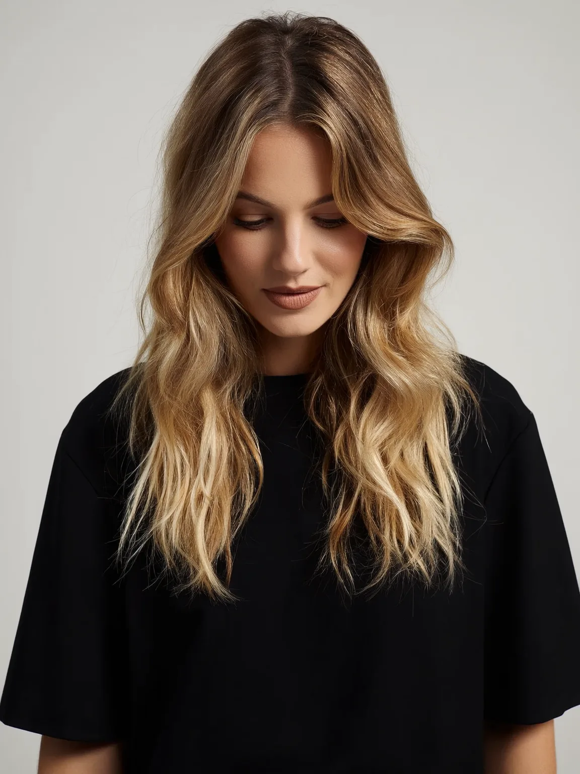 Soft Sandy Blonde Balayage Layered Waves